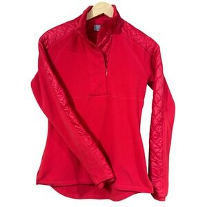 Athleta‎ Women's Vortex 1/2 Zip Puffer Quilted Sleeve Pullover Fleece Red SZ XS